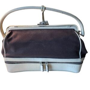Vintage PRADA Brown & Cream Women’s High End Canvas Doctor Bag Handbag Purse